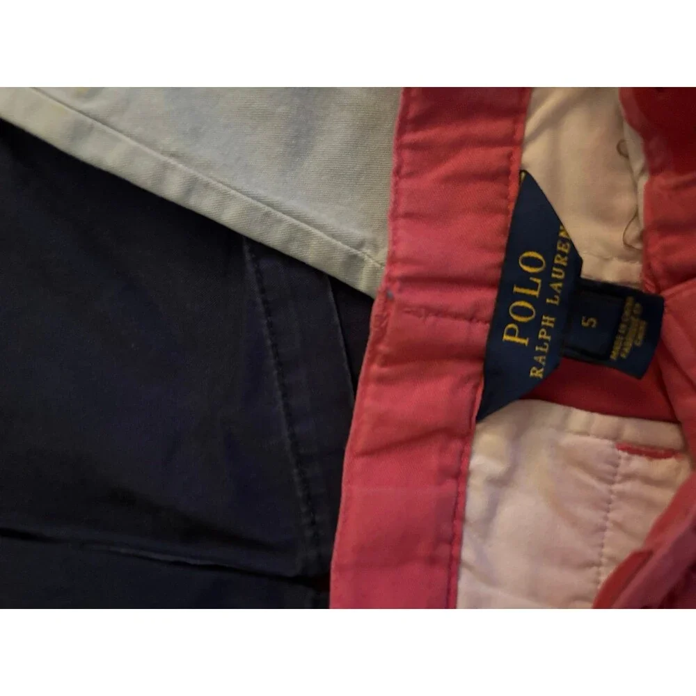 Lot of 3 Polo Ralph Lauren Boys Chino Shorts Size 5 Navy Pink Light Blue